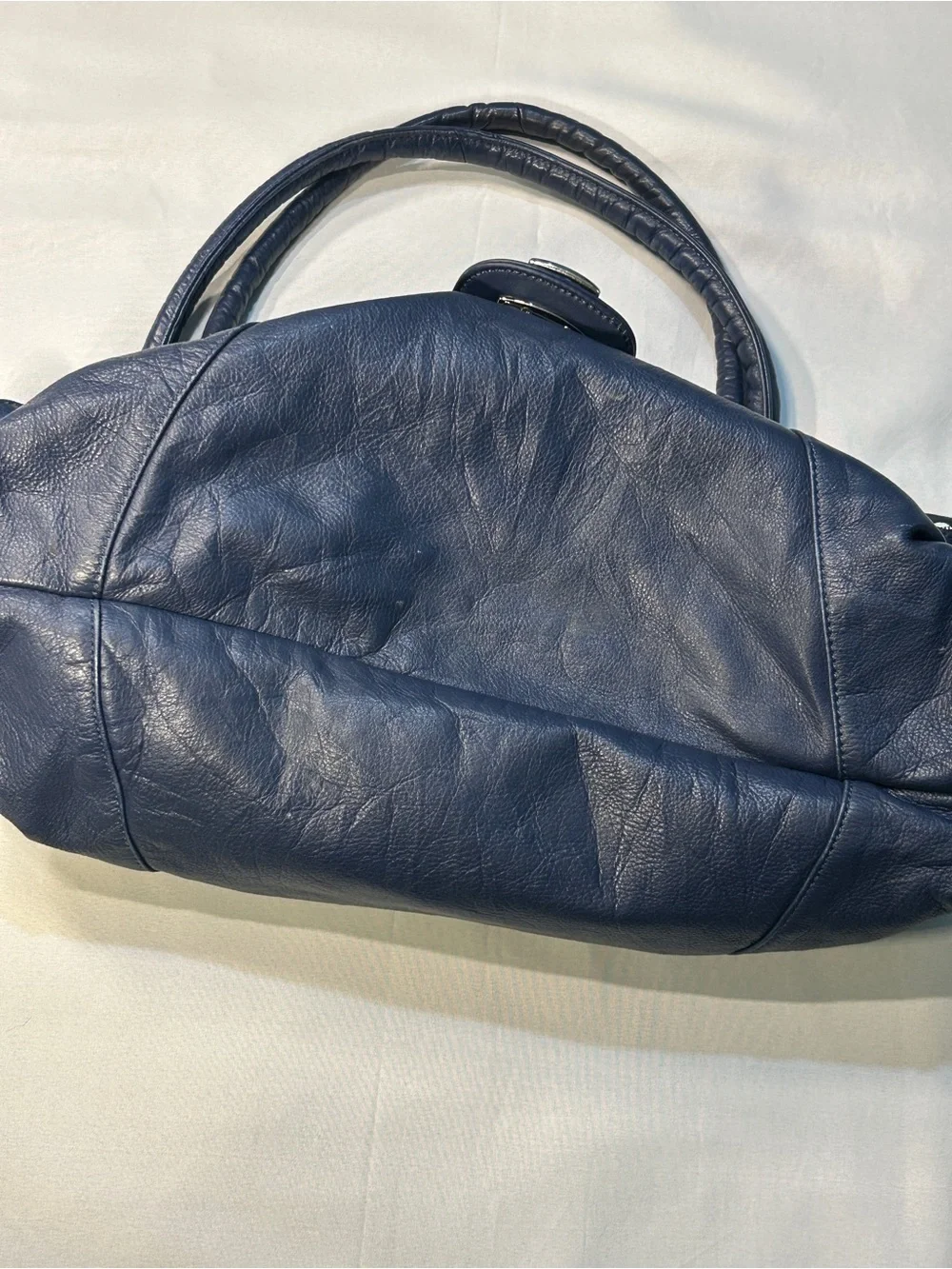 Allison Scott Navy Blue Genuine Leather Shoulder Hobo Style Studded Purse
